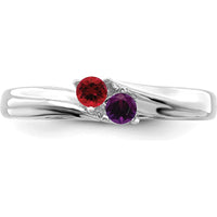 14K White Gold Polished 2-Stone Mother's Ring Mounting - Customizable Design by Monteluci Fine Jewelry