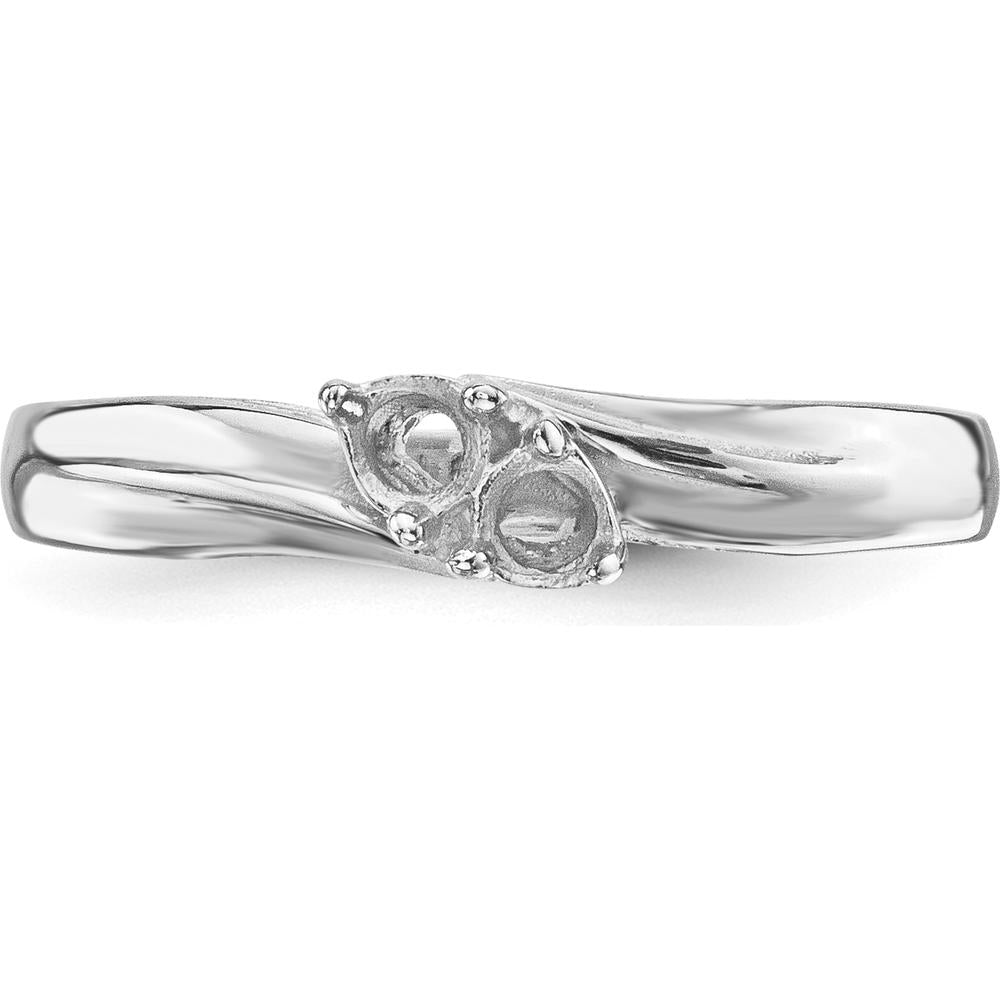 14K White Gold Polished 2-Stone Mother's Ring Mounting - Customizable Design by Monteluci Fine Jewelry