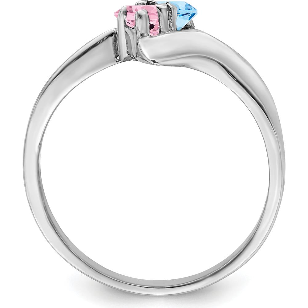 14K White Gold Polished 2-Stone Mother's Ring Mounting - Customizable Design by Monteluci Fine Jewelry