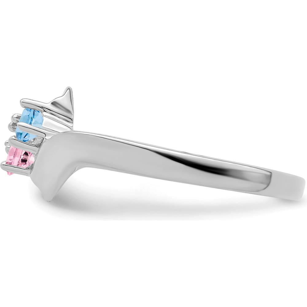 14K White Gold Polished 2-Stone Mother's Ring Mounting - Customizable Design by Monteluci Fine Jewelry