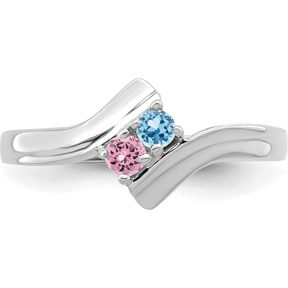 14K White Gold Polished 2-Stone Mother's Ring Mounting - Customizable Design by Monteluci Fine Jewelry