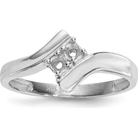 14K White Gold Polished 2-Stone Mother's Ring Mounting - Customizable Design by Monteluci Fine Jewelry