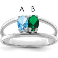 14K White Gold Polished 2-Stone Mother's Ring Mounting - Customizable for Personal Gemstones by Oro Pregiato