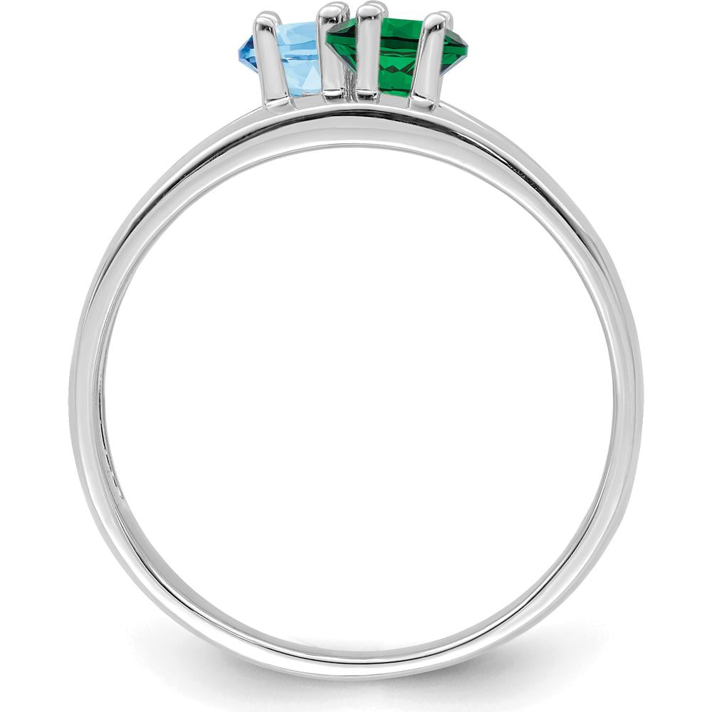 14K White Gold Polished 2-Stone Mother's Ring Mounting - Customizable for Personal Gemstones by Oro Pregiato
