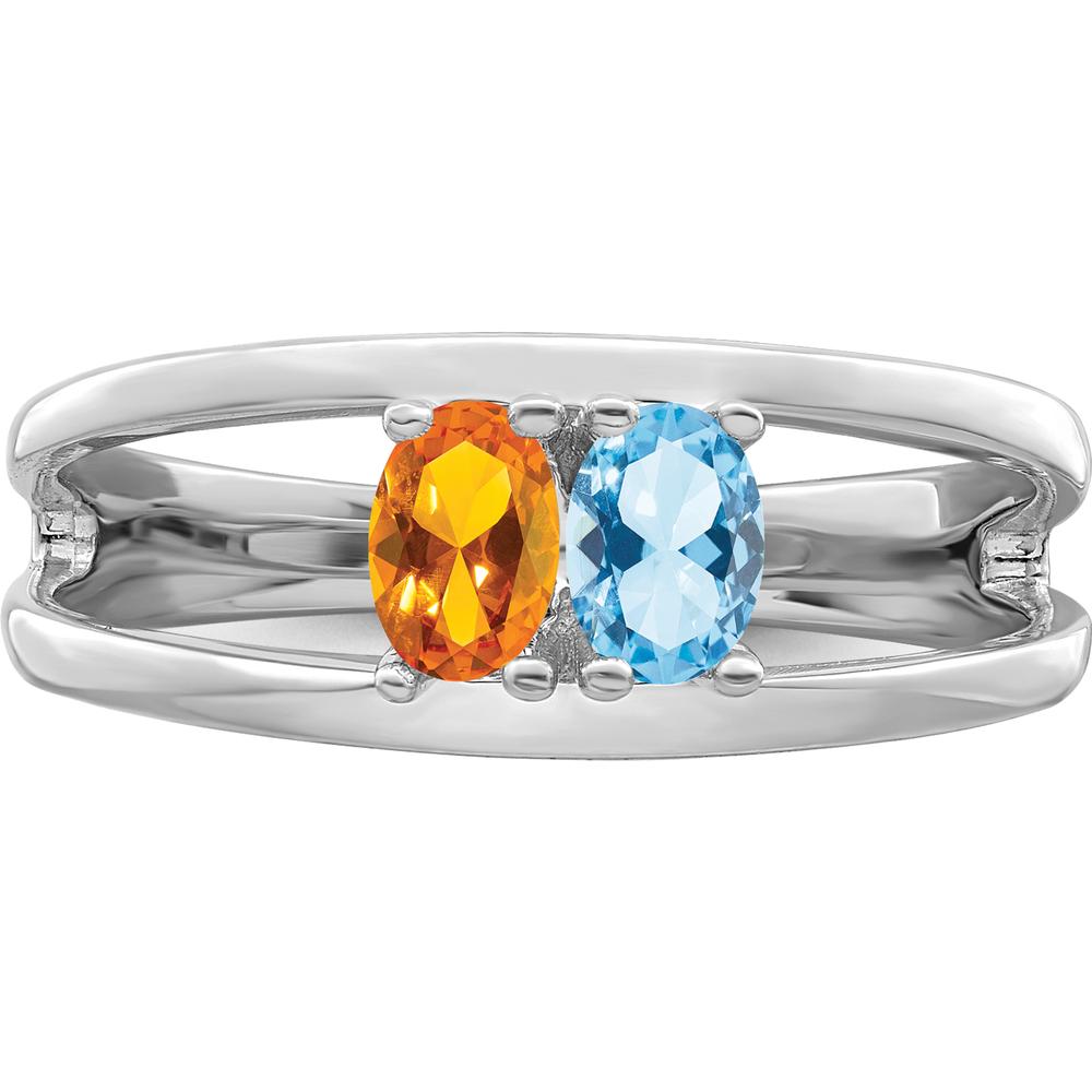 14K White Gold Polished 2-Stone Mother's Ring Mounting - Customizable for Personal Gemstones by Oro Pregiato
