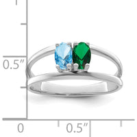 14K White Gold Polished 2-Stone Mother's Ring Mounting - Customizable for Personal Gemstones by Oro Pregiato
