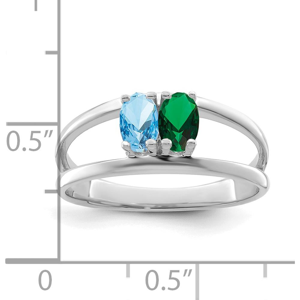 14K White Gold Polished 2-Stone Mother's Ring Mounting - Customizable for Personal Gemstones by Oro Pregiato