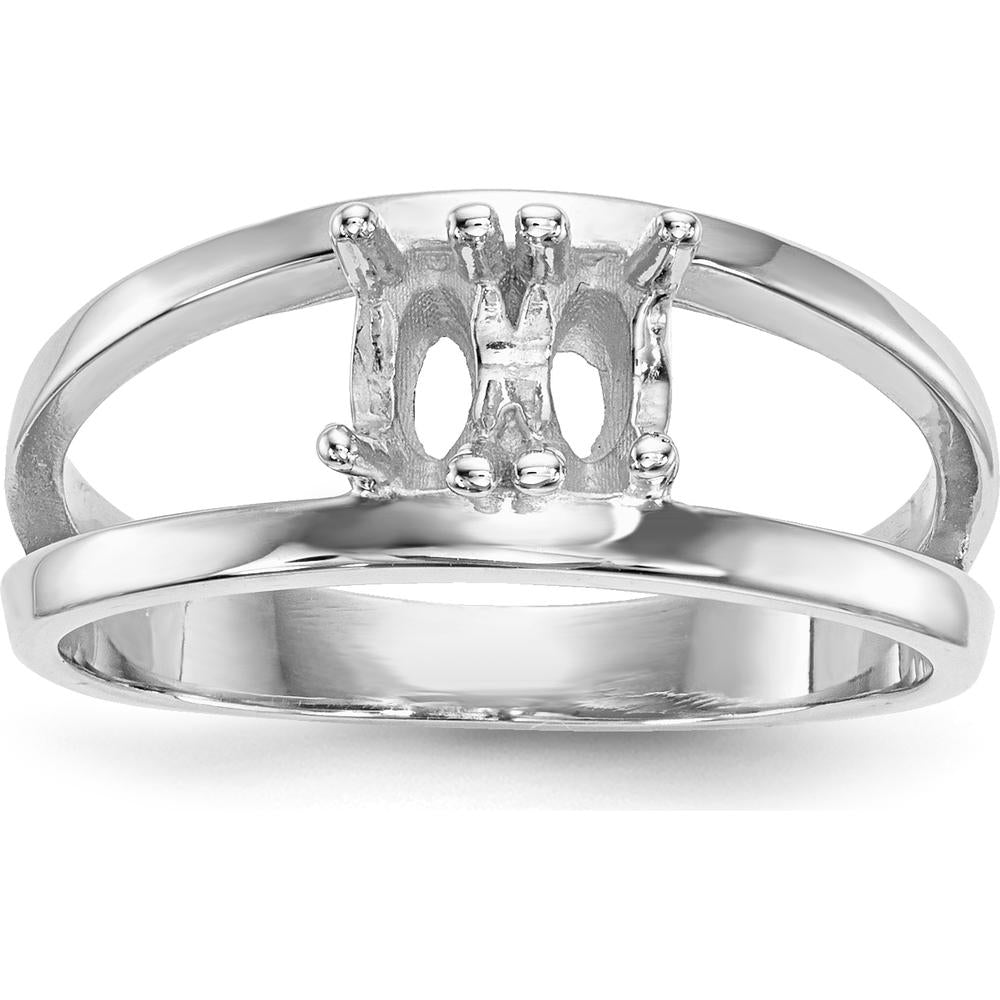 14K White Gold Polished 2-Stone Mother's Ring Mounting - Customizable for Personal Gemstones by Oro Pregiato