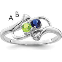 14K White Gold Polished 2-Stone Mother's Ring Mounting - Customizable Setting for Your Cherished Gems by Oro Pregiato