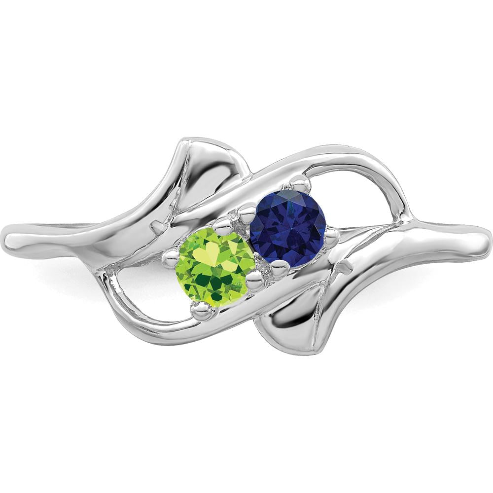 14K White Gold Polished 2-Stone Mother's Ring Mounting - Customizable Setting for Your Cherished Gems by Oro Pregiato