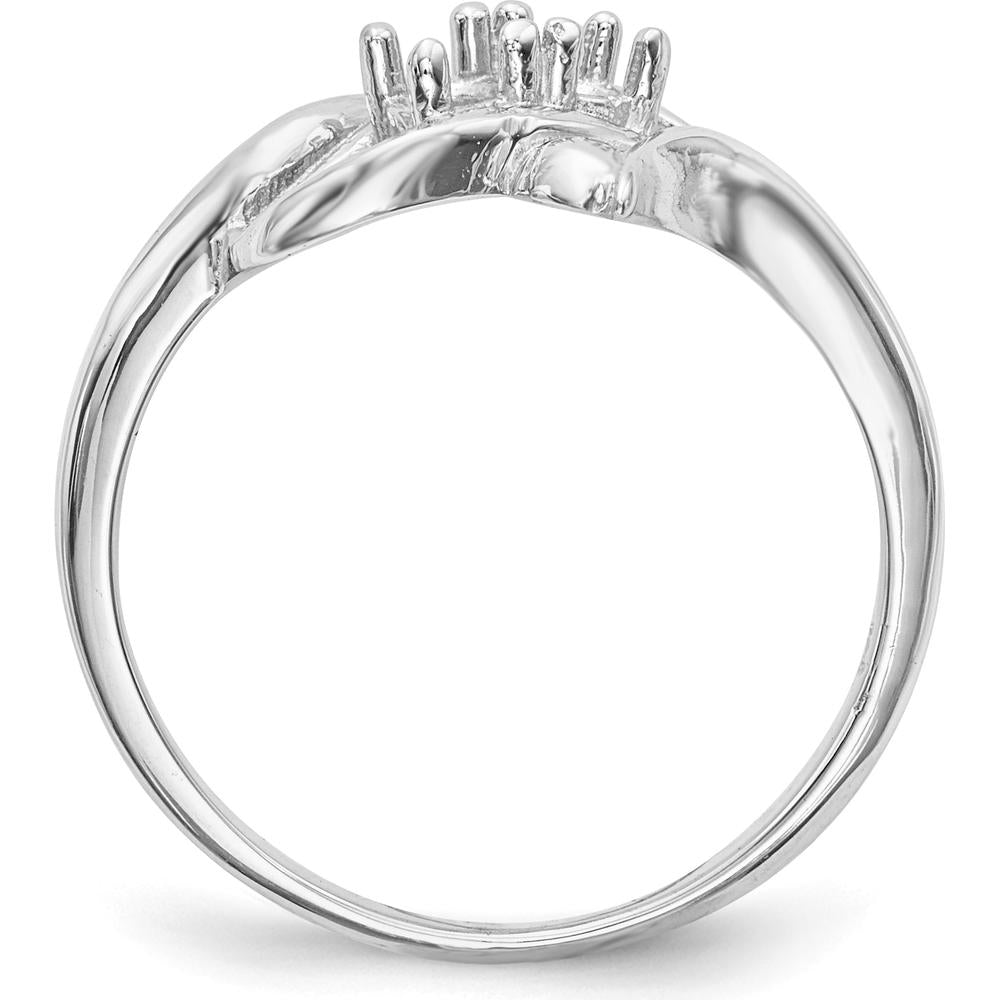 14K White Gold Polished 2-Stone Mother's Ring Mounting - Customizable Setting for Your Cherished Gems by Oro Pregiato