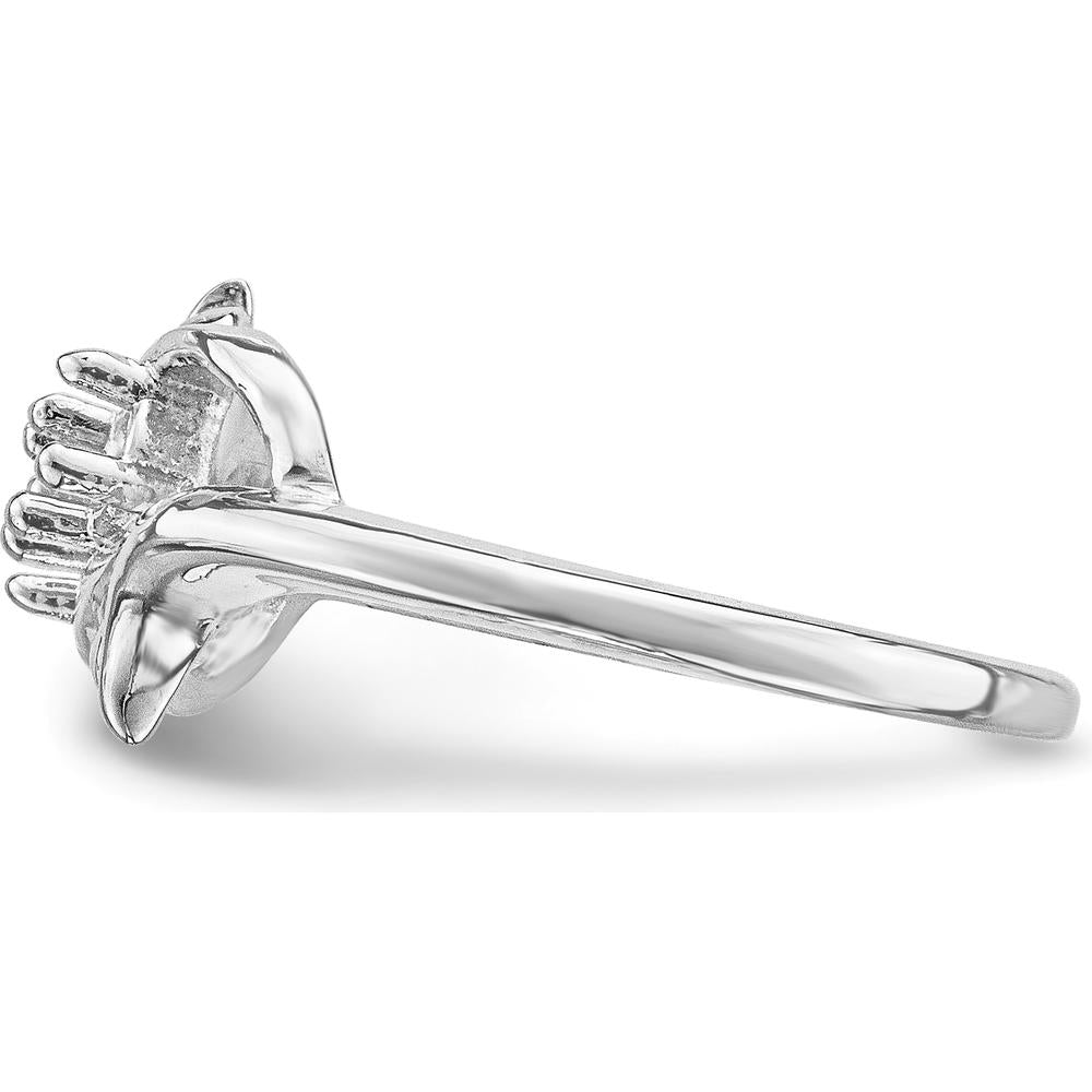 14K White Gold Polished 2-Stone Mother's Ring Mounting - Customizable Setting for Your Cherished Gems by Oro Pregiato
