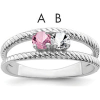 14K White Gold Polished 2-Stone Mother's Ring Mounting - Customizable with Precious Stones by Monteluci Fine Jewelry