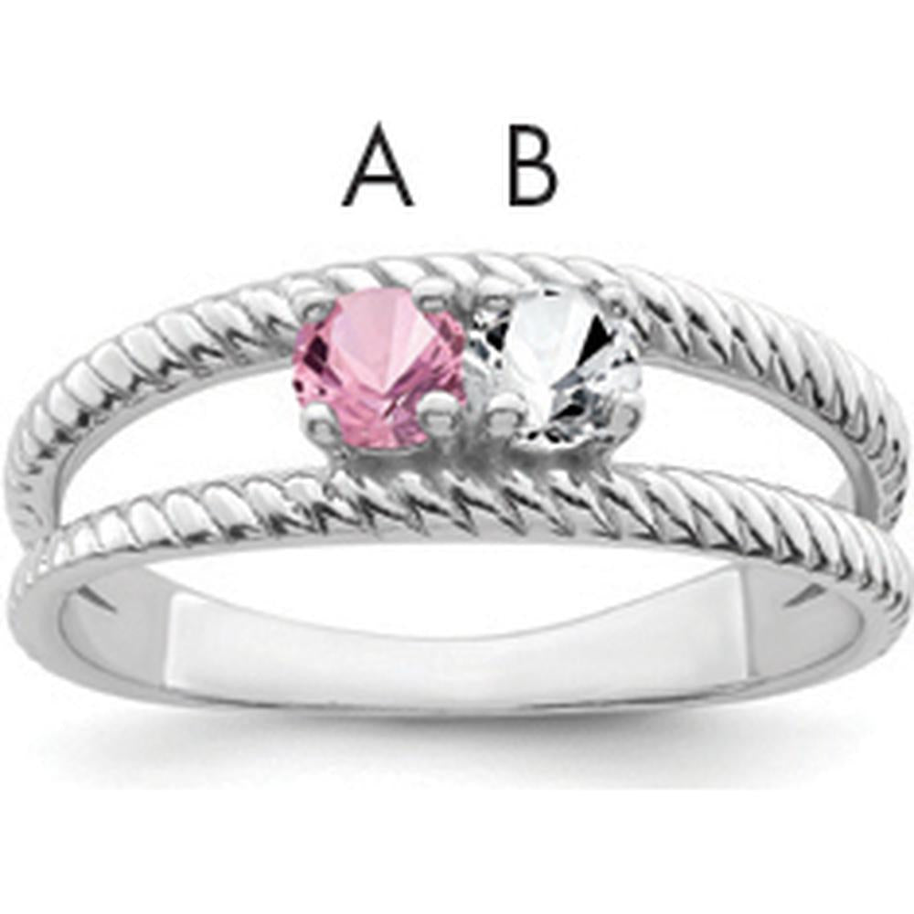 14K White Gold Polished 2-Stone Mother's Ring Mounting - Customizable with Precious Stones by Monteluci Fine Jewelry