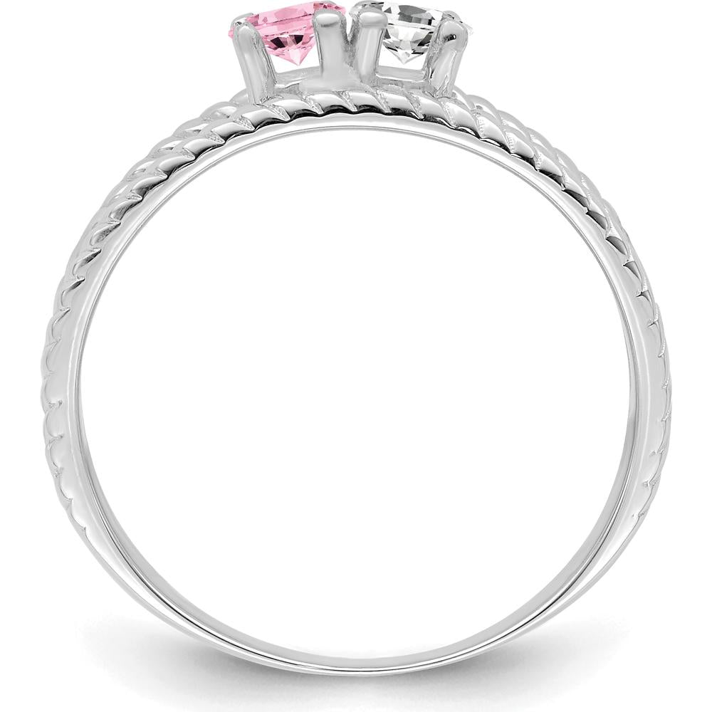 14K White Gold Polished 2-Stone Mother's Ring Mounting - Customizable with Precious Stones by Monteluci Fine Jewelry