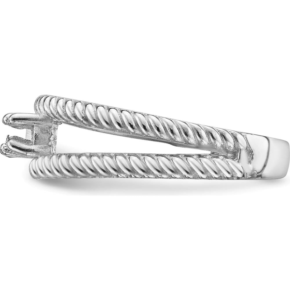 14K White Gold Polished 2-Stone Mother's Ring Mounting - Customizable with Precious Stones by Monteluci Fine Jewelry
