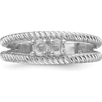 14K White Gold Polished 2-Stone Mother's Ring Mounting - Customizable with Precious Stones by Monteluci Fine Jewelry