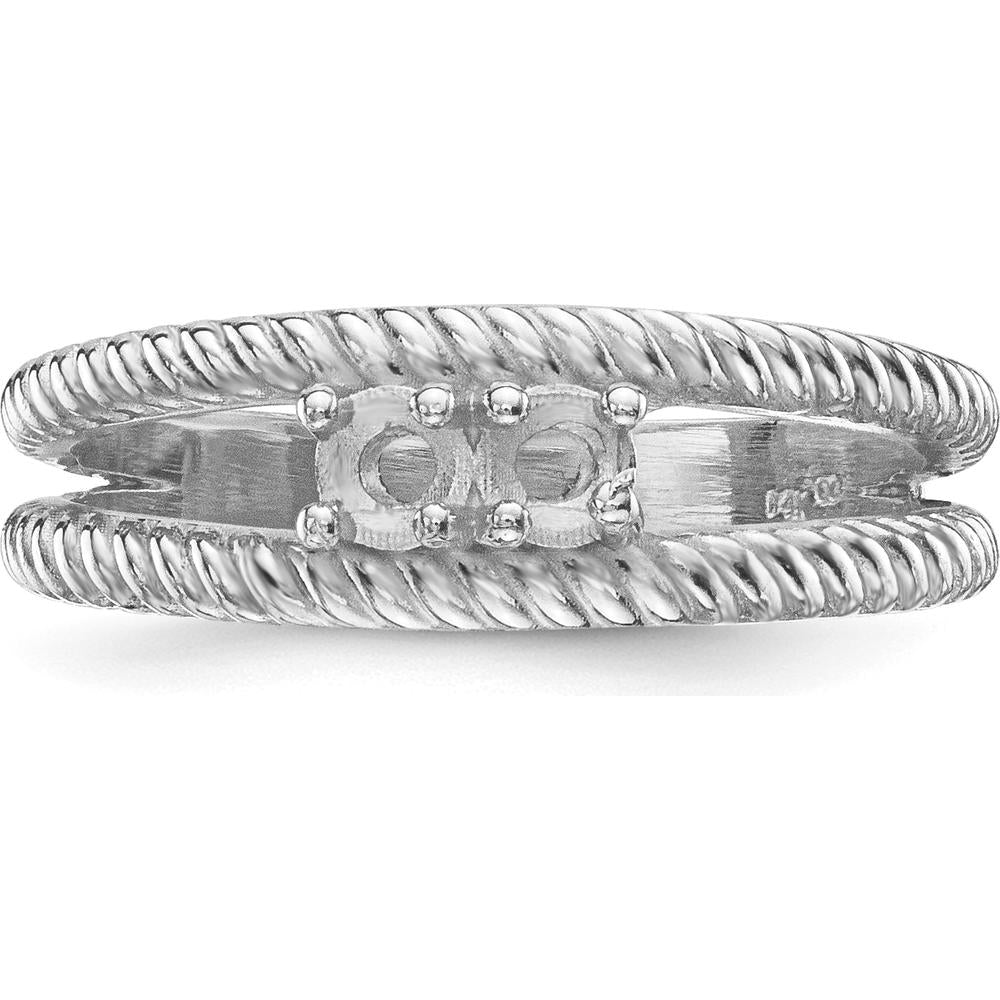 14K White Gold Polished 2-Stone Mother's Ring Mounting - Customizable with Precious Stones by Monteluci Fine Jewelry