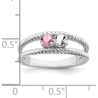 14K White Gold Polished 2-Stone Mother's Ring Mounting - Customizable with Precious Stones by Monteluci Fine Jewelry