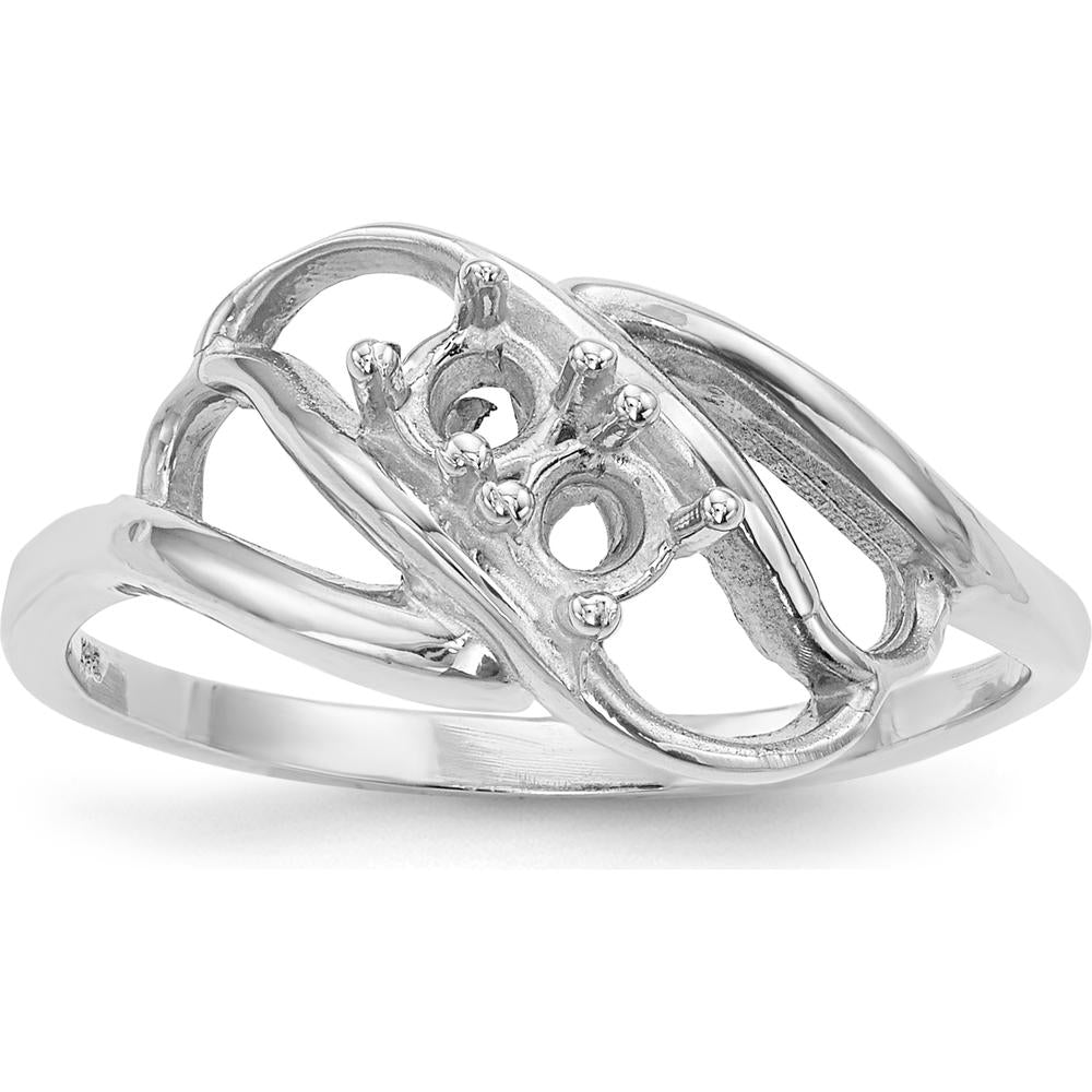 14K White Gold Polished 2-Stone Mother's Ring Mounting - Customize with Your Chosen Stones by Monteluci Fine Jewelry