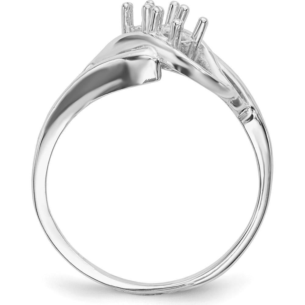 14K White Gold Polished 2-Stone Mother's Ring Mounting - Customize with Your Chosen Stones by Monteluci Fine Jewelry