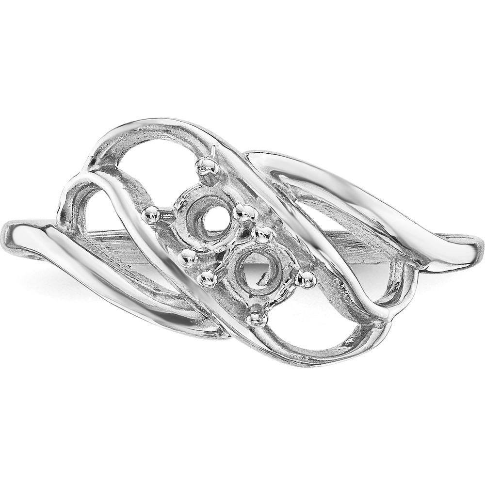 14K White Gold Polished 2-Stone Mother's Ring Mounting - Customize with Your Chosen Stones by Monteluci Fine Jewelry