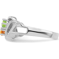 14K White Gold Polished 2-Stone Mother's Ring Mounting - Sizeable, Customizable, Rhodium Plated by Oro Pregiato