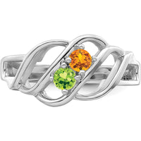14K White Gold Polished 2-Stone Mother's Ring Mounting - Sizeable, Customizable, Rhodium Plated by Oro Pregiato