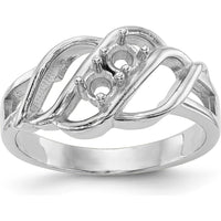 14K White Gold Polished 2-Stone Mother's Ring Mounting - Sizeable, Customizable, Rhodium Plated by Oro Pregiato
