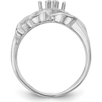 14K White Gold Polished 2-Stone Mother's Ring Mounting - Sizeable, Customizable, Rhodium Plated by Oro Pregiato