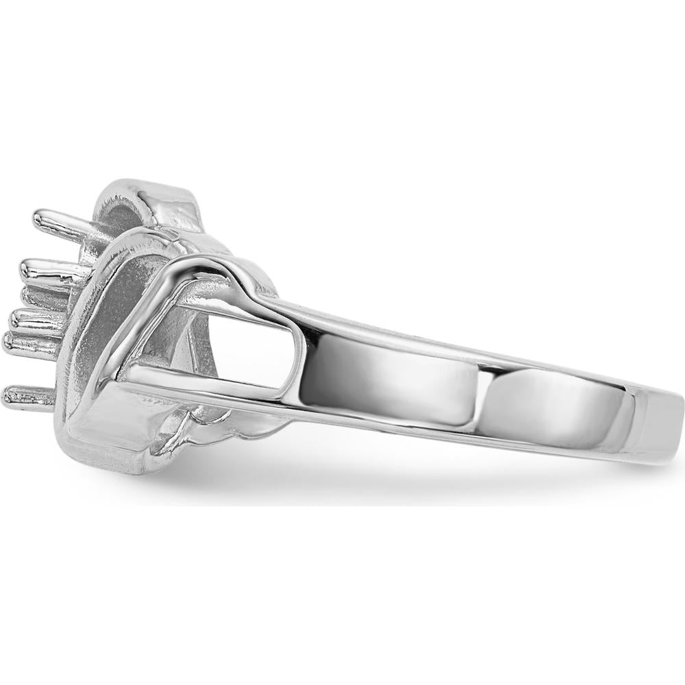 14K White Gold Polished 2-Stone Mother's Ring Mounting - Sizeable, Customizable, Rhodium Plated by Oro Pregiato