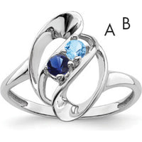 14K White Gold Polished 2-Stone Mother's Ring Mounting with Rhodium Plating - Customizable Design by Monteluci Fine Jewelry