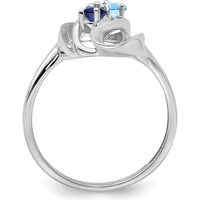 14K White Gold Polished 2-Stone Mother's Ring Mounting with Rhodium Plating - Customizable Design by Monteluci Fine Jewelry