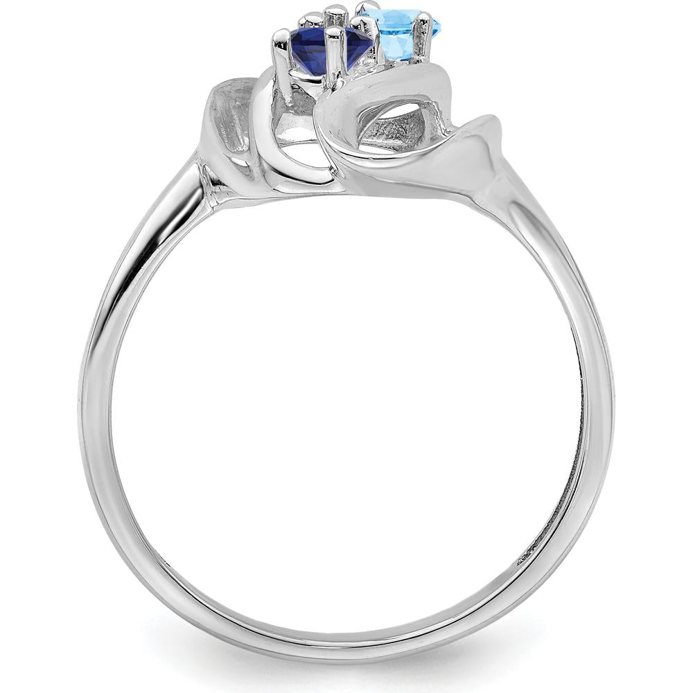 14K White Gold Polished 2-Stone Mother's Ring Mounting with Rhodium Plating - Customizable Design by Monteluci Fine Jewelry