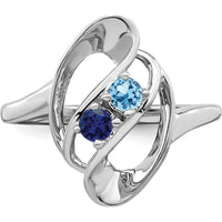 14K White Gold Polished 2-Stone Mother's Ring Mounting with Rhodium Plating - Customizable Design by Monteluci Fine Jewelry