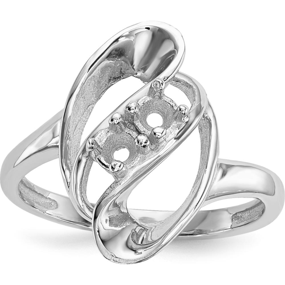 14K White Gold Polished 2-Stone Mother's Ring Mounting with Rhodium Plating - Customizable Design by Monteluci Fine Jewelry