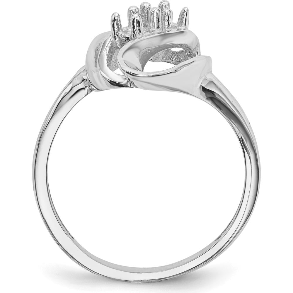 14K White Gold Polished 2-Stone Mother's Ring Mounting with Rhodium Plating - Customizable Design by Monteluci Fine Jewelry