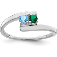 14K White Gold Polished 2-Stone Mother's Ring Mounting with Rhodium Plating by Monteluci Fine Jewelry