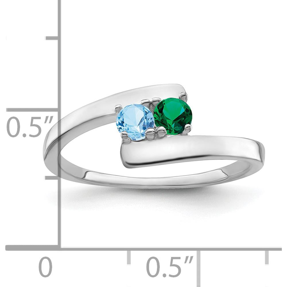 14K White Gold Polished 2-Stone Mother's Ring Mounting with Rhodium Plating by Monteluci Fine Jewelry