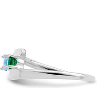 14K White Gold Polished 2-Stone Mother's Ring Mounting with Rhodium Plating by Monteluci Fine Jewelry