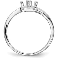 14K White Gold Polished 2-Stone Mother's Ring Mounting with Rhodium Plating by Monteluci Fine Jewelry