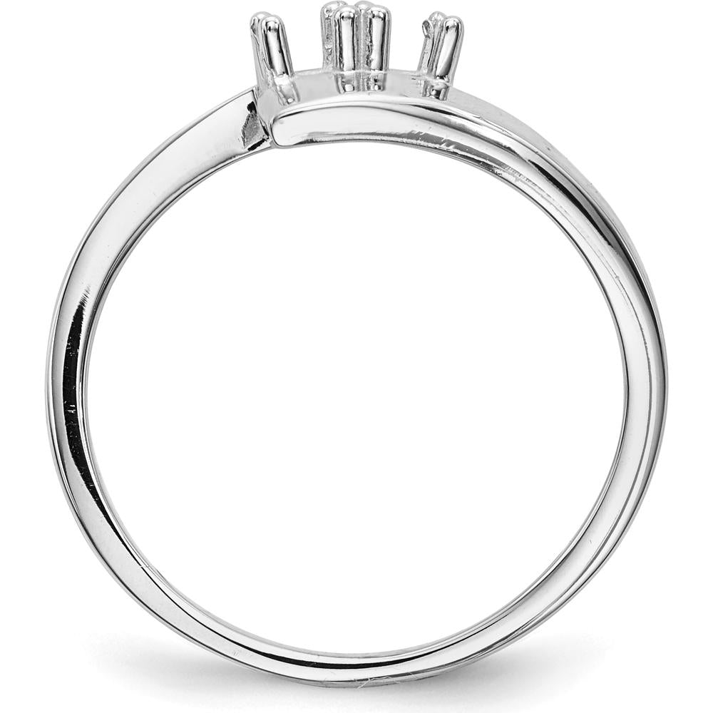 14K White Gold Polished 2-Stone Mother's Ring Mounting with Rhodium Plating by Monteluci Fine Jewelry