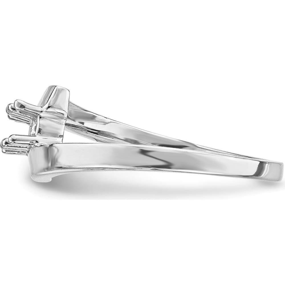 14K White Gold Polished 2-Stone Mother's Ring Mounting with Rhodium Plating by Monteluci Fine Jewelry