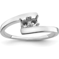 14K White Gold Polished 2-Stone Mother's Ring Mounting with Rhodium Plating by Monteluci Fine Jewelry