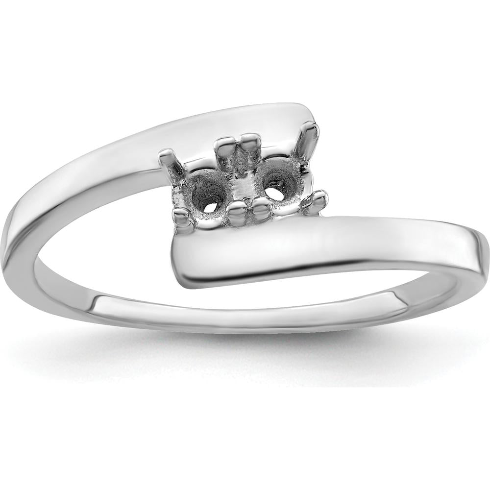 14K White Gold Polished 2-Stone Mother's Ring Mounting with Rhodium Plating by Monteluci Fine Jewelry