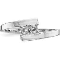 14K White Gold Polished 2-Stone Mother's Ring Mounting with Rhodium Plating by Monteluci Fine Jewelry