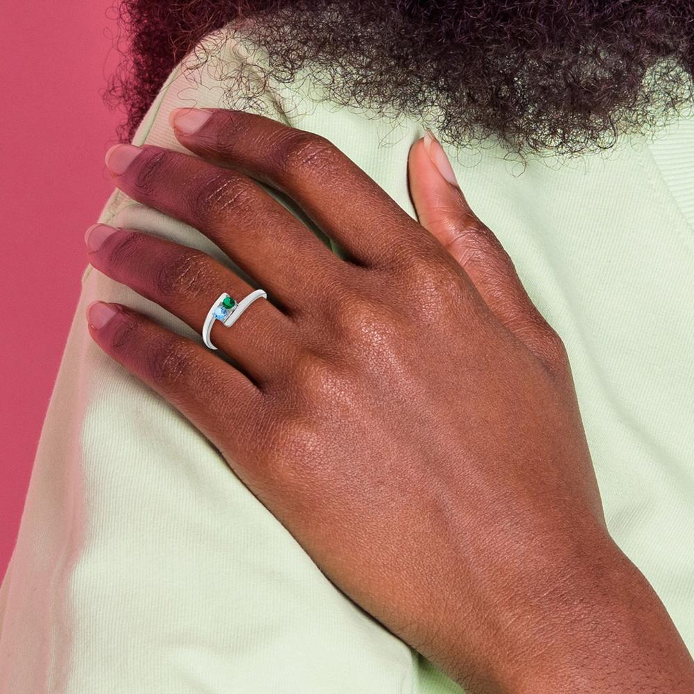 14K White Gold Polished 2-Stone Mother's Ring Mounting with Rhodium Plating by Monteluci Fine Jewelry