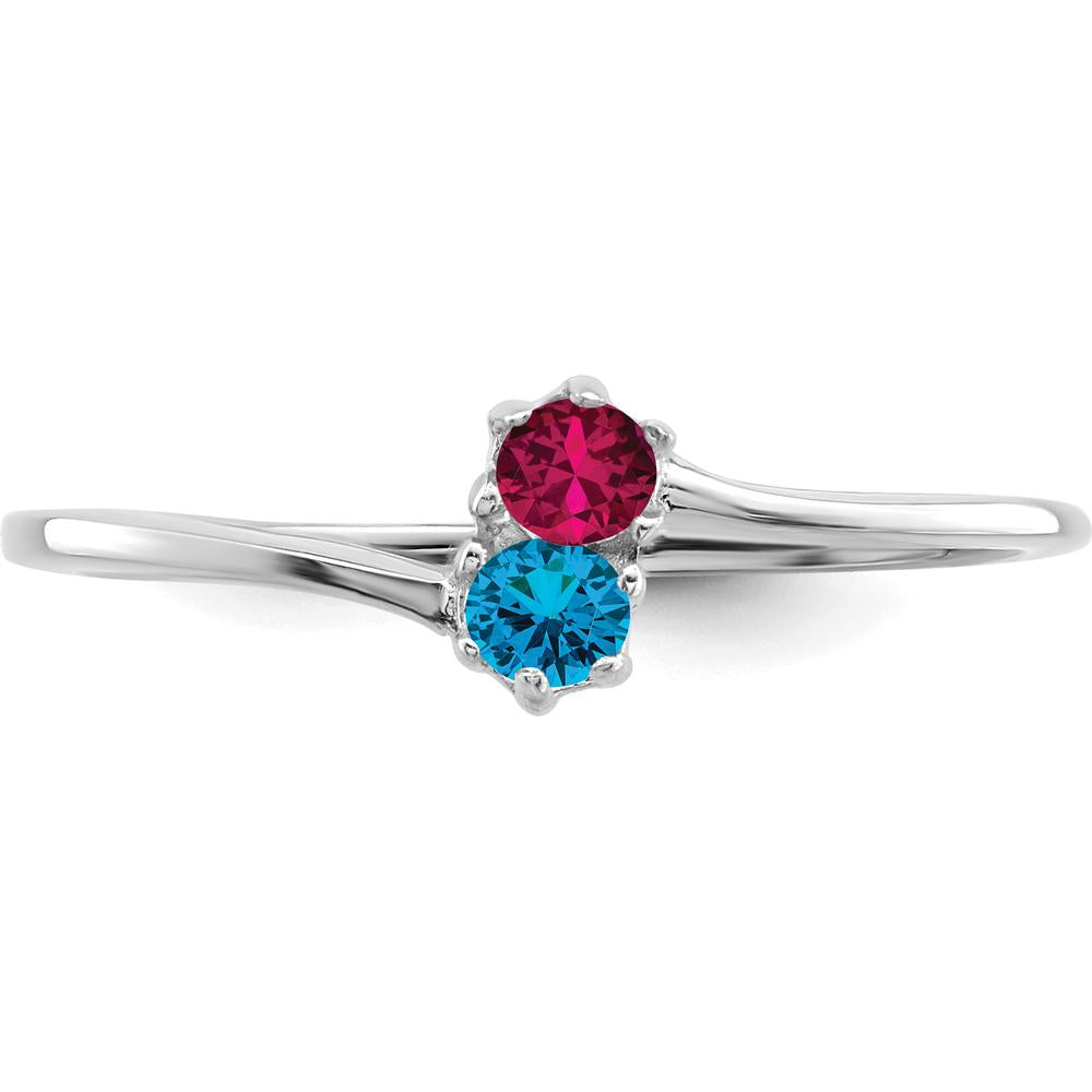 14K White Gold Polished 2-Stone Mother's Ring Mounting by Monteluci Fine Jewelry