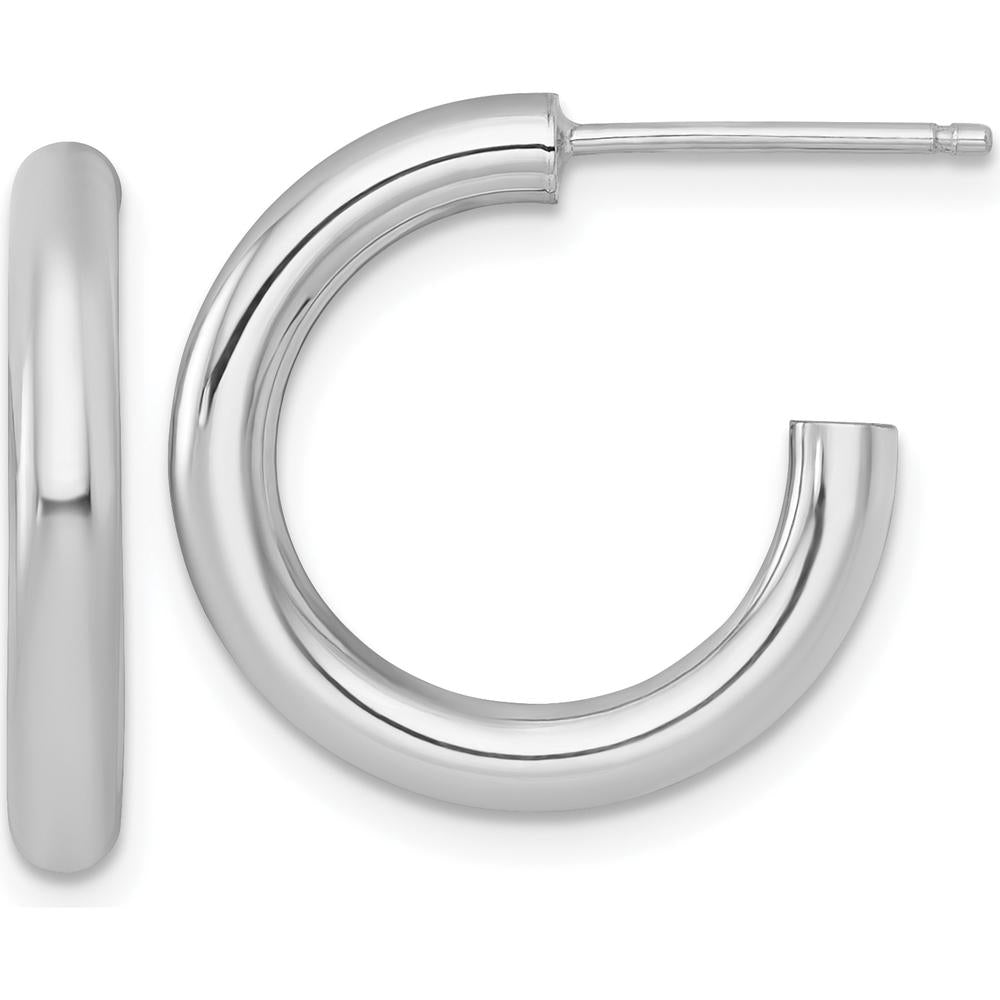14K White Gold Polished 20mm C-Hoop Post Earrings by 0