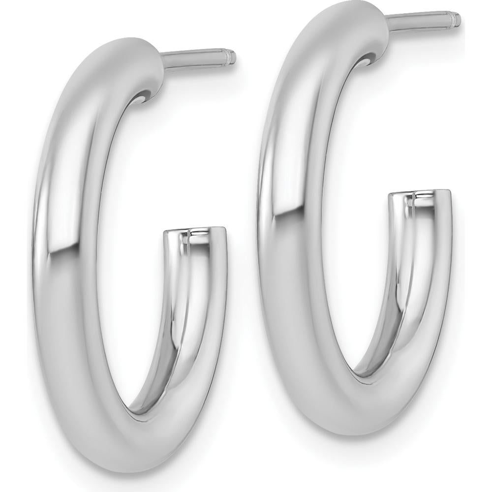14K White Gold Polished 20mm C-Hoop Post Earrings by 0